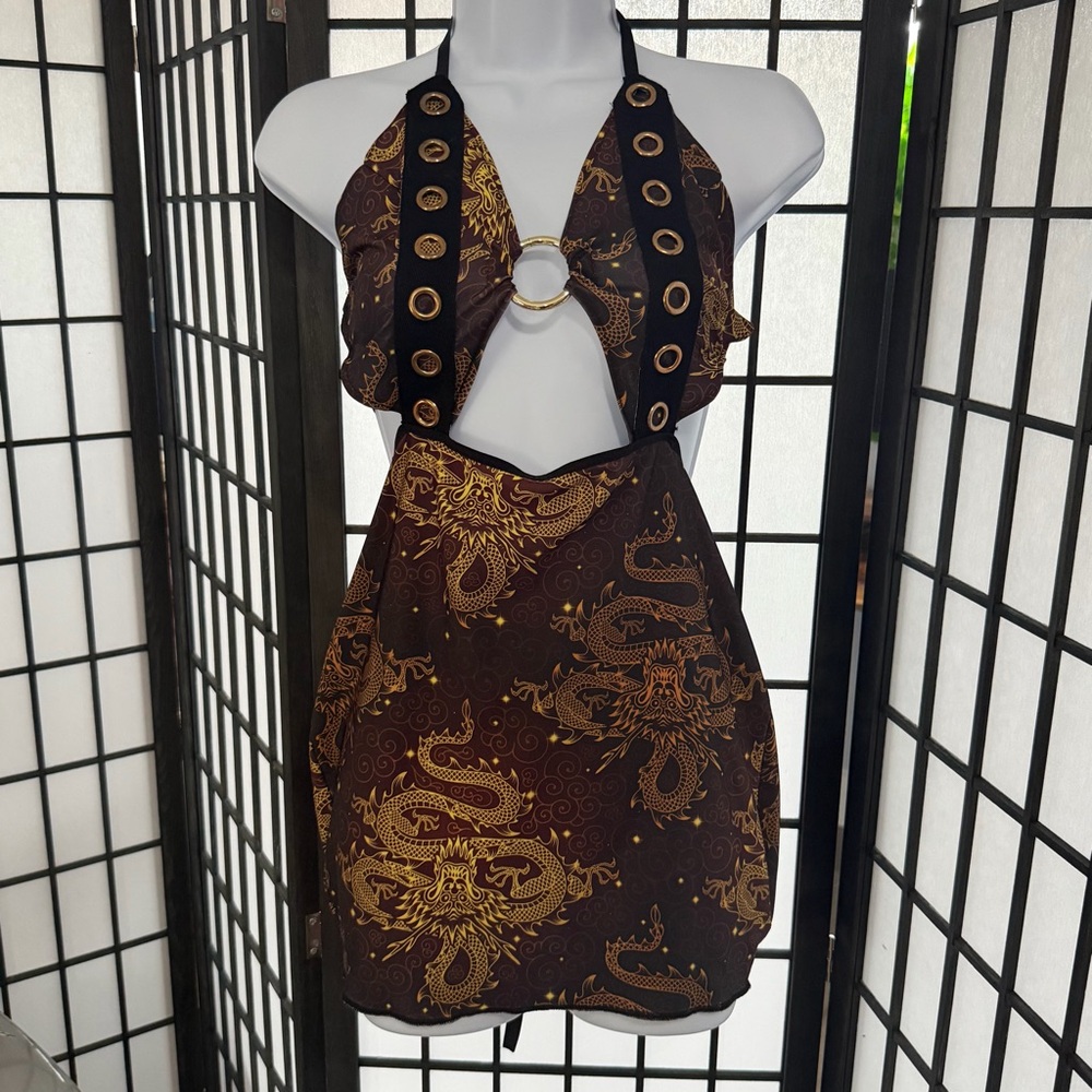 CocoFields Dragon Slayer Halter Mini Dress